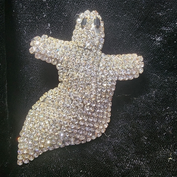 VINTAGE  RHINESTONE GHOST  BROOCH - Picture 2 of 7